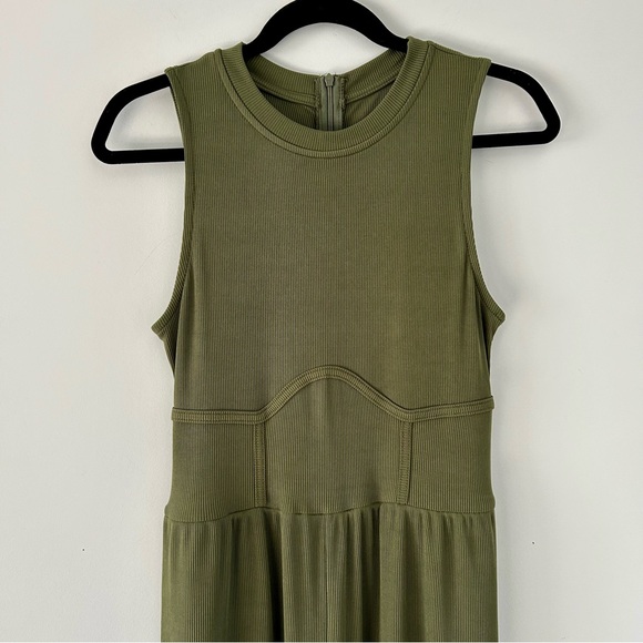 NWOT Cider Ribbed Solid Sleeveless Wide Leg Jumpsuit in Green - Picture 3 of 12